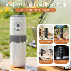 2-in-1 Wireless Portable Coffee Machine – Grind Beans & Hand Brew Anywhere for Camping & Outdoor Adventures