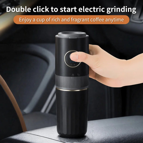 2-in-1 Wireless Portable Coffee Machine – Grind Beans & Hand Brew Anywhere for Camping & Outdoor Adventures