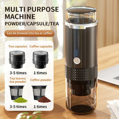 Foombthe 3-in-1 Portable Espresso Maker – Digital Display for Car, Home & Camping blacks