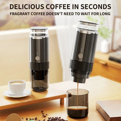 Foombthe 3-in-1 Portable Espresso Maker – Digital Display for Car, Home & Camping blacks