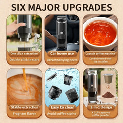 Foombthe 3-in-1 Portable Espresso Maker – Digital Display for Car, Home & Camping blacks
